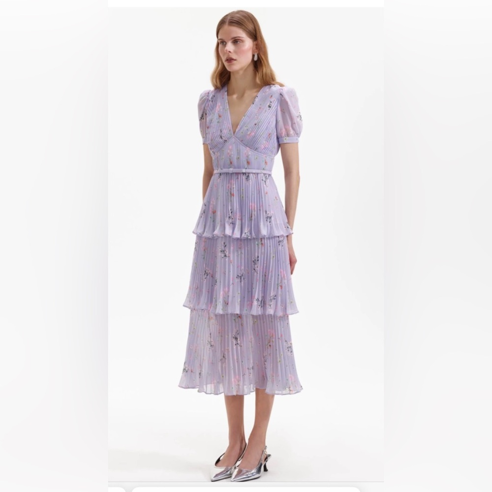 NWT self portrait lavender floral midi dress size US12